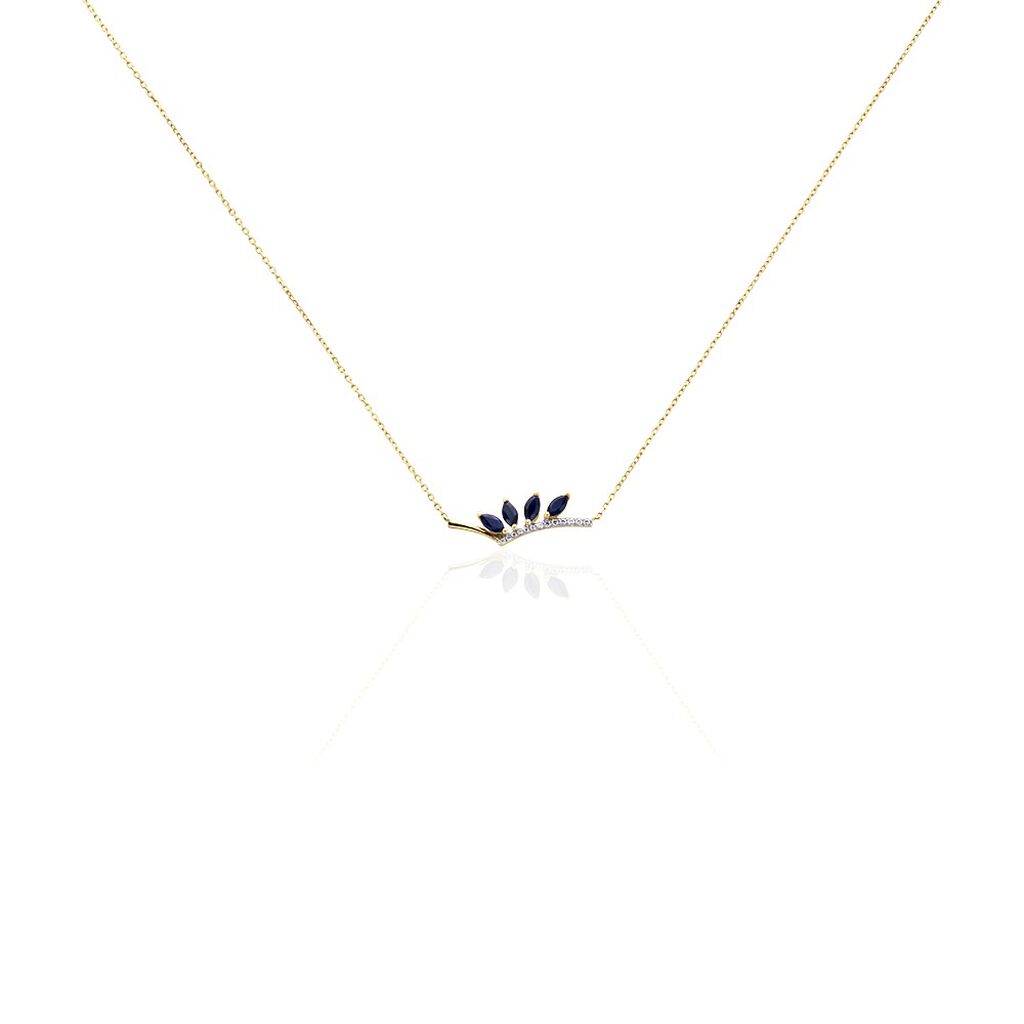 Collier Navette Or Jaune Saphir Diamant - Colliers Femme | Histoire d’Or