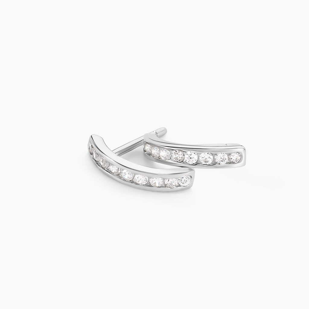Boucles D'oreilles Puces Elenore Argent Blanc Oxyde De Zirconium - Boucles d'oreilles fantaisie Femme | Histoire d&rsquo;Or
