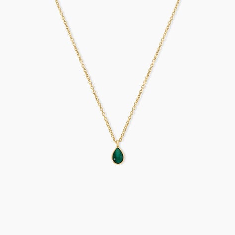 Collier Ondee Argent Dor&eacute; A L'Or 750/1000 Malachite - Colliers Femme | Histoire d&rsquo;Or