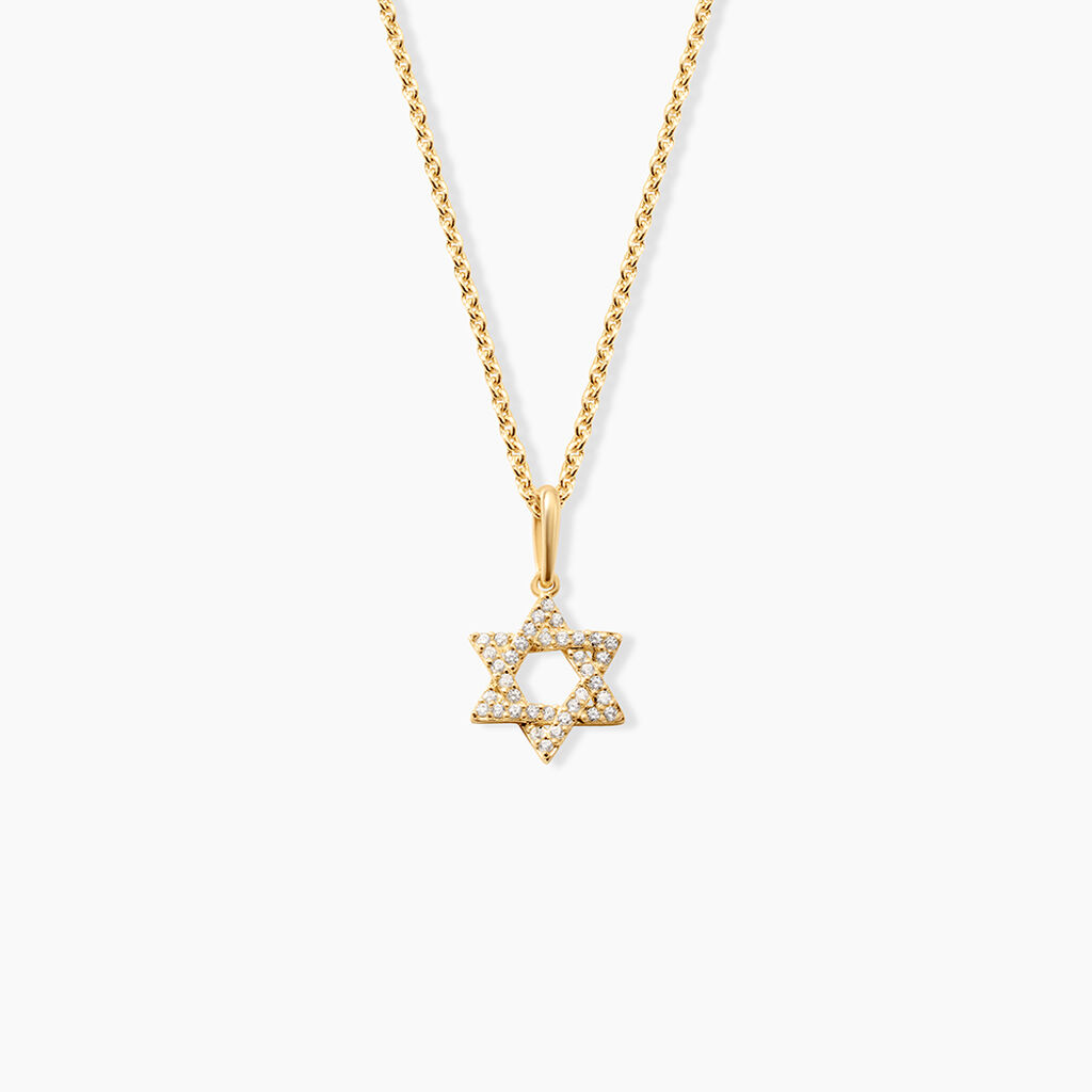 Pendentif Faye Argent Dor&eacute; A L'Or 750/1000 Oxyde De Zirconium - Pendentifs Femme | Histoire d&rsquo;Or