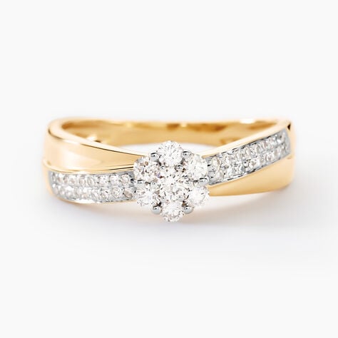 Bague Magnolia Croisee Or Jaune Diamant - Bagues avec pierre Femme | Histoire d&rsquo;Or