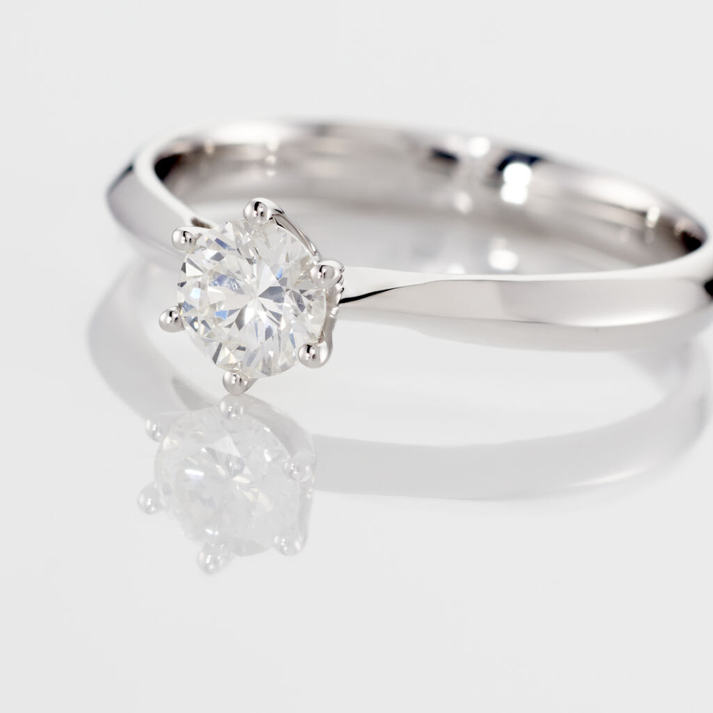 Bague Solitaire Veronika Or Blanc Diamant - Bagues solitaires Femme | Histoire d&rsquo;Or