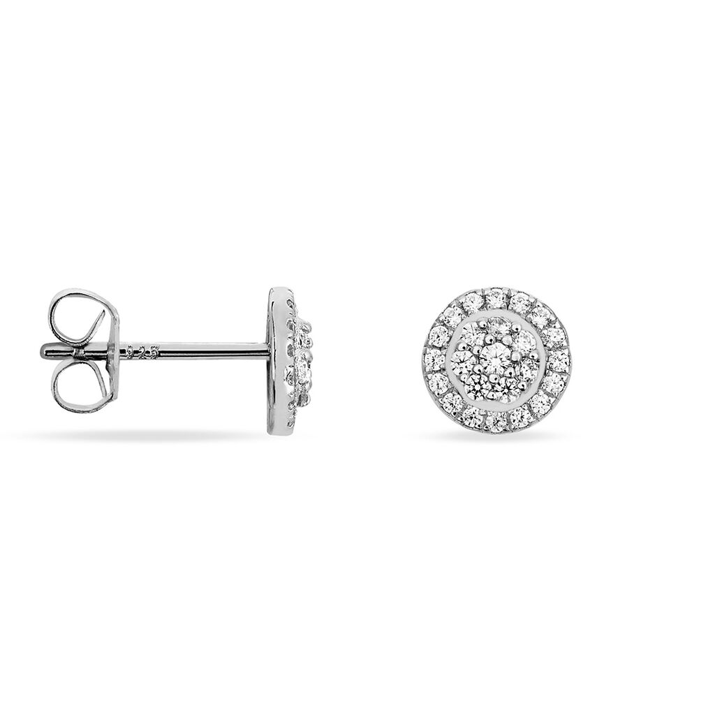 Boucles D'oreilles Puces Verane Argent Blanc Oxyde De Zirconium - Boucles d'oreilles fantaisie Femme | Histoire d’Or