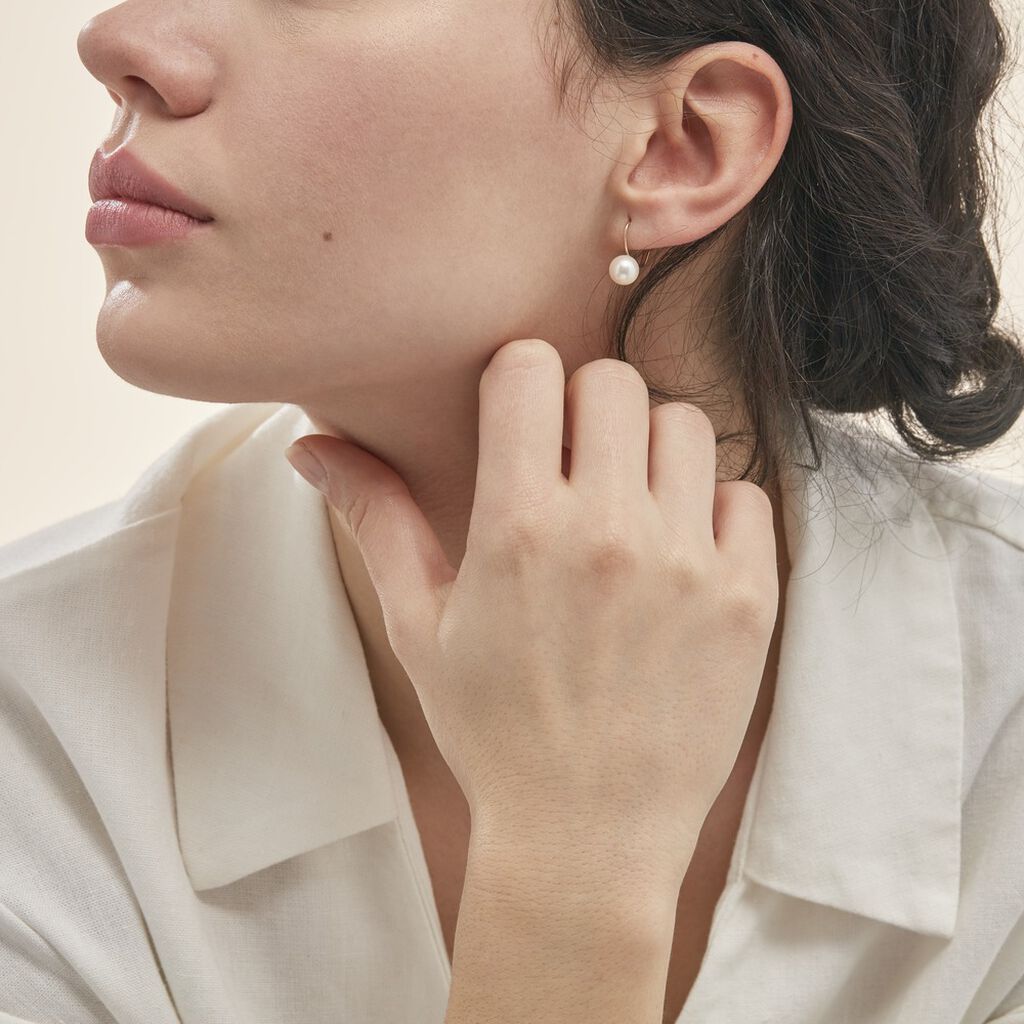 Boucles D'oreilles Pendantes Akoya Or Jaune Perle De Culture D'akoya - Boucles d'oreilles pendantes Femme | Histoire d’Or