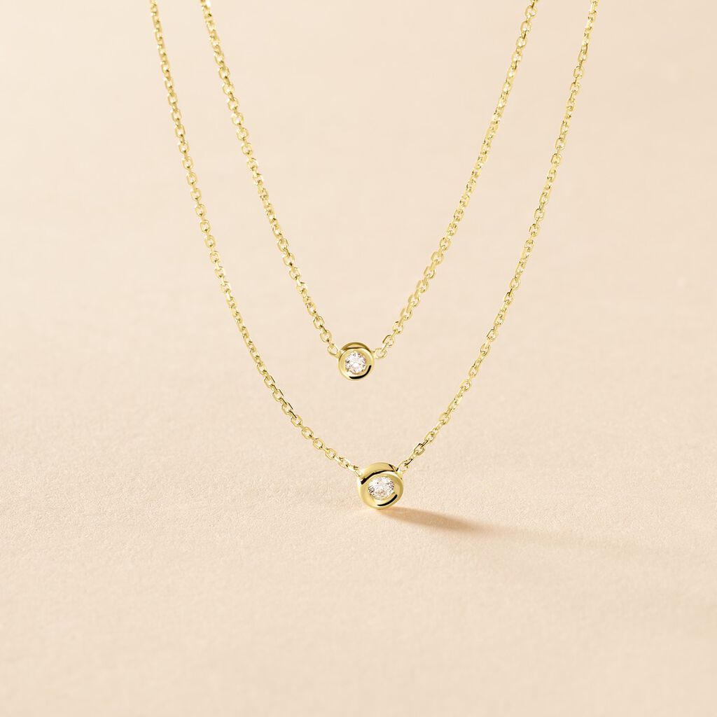 Collier Virguinia Or Jaune Oxyde De Zirconium - Colliers doubles et triples cha&icirc;nes Femme | Histoire d&rsquo;Or