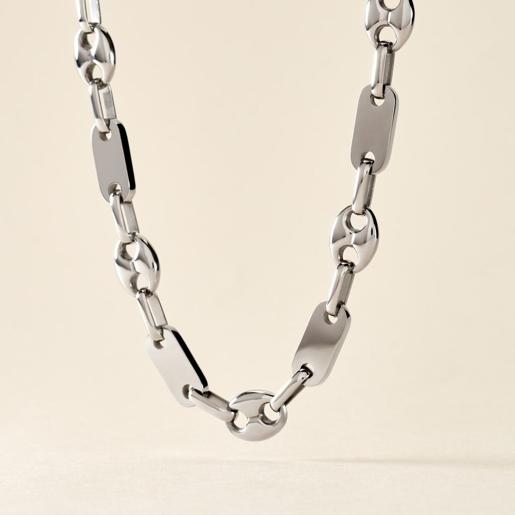 Collier Kobe Acier Blanc - Colliers fantaisie Homme | Histoire d&rsquo;Or