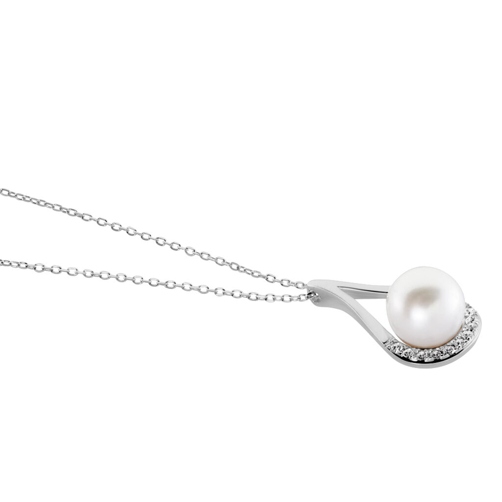 Collier Patricia Or Blanc Perle De Culture Oxyde - Colliers Femme | Histoire d&rsquo;Or