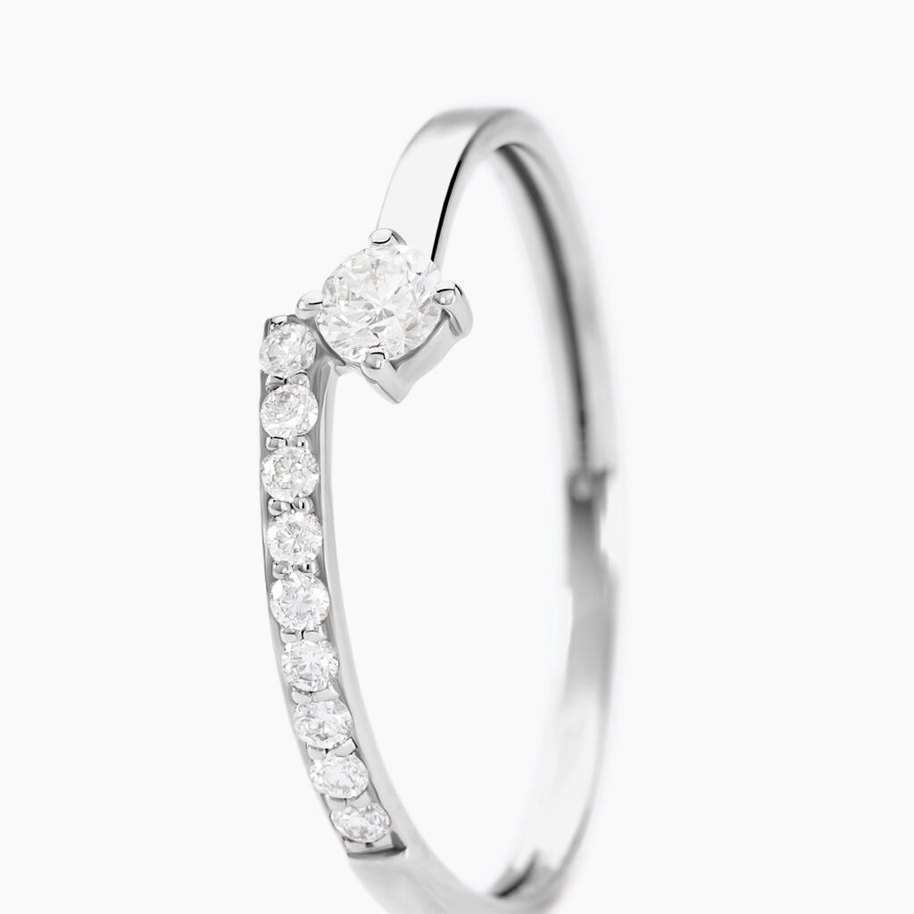 Bague Racheal Or Blanc Diamant Synth&eacute;tique - Bagues solitaires Femme | Histoire d&rsquo;Or
