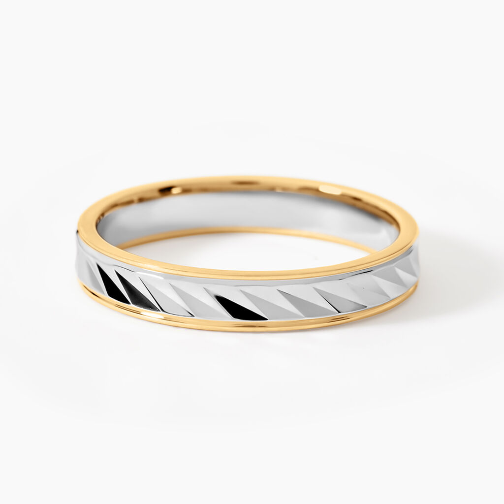 Alliance Raye Mat Ruban Plat Or Bicolore - Alliances Unisex | Histoire d&rsquo;Or