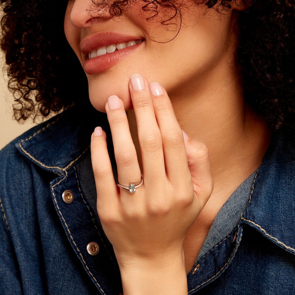 Bague Or Blanc Anja Topaze - Bagues solitaires Femme | Histoire d’Or