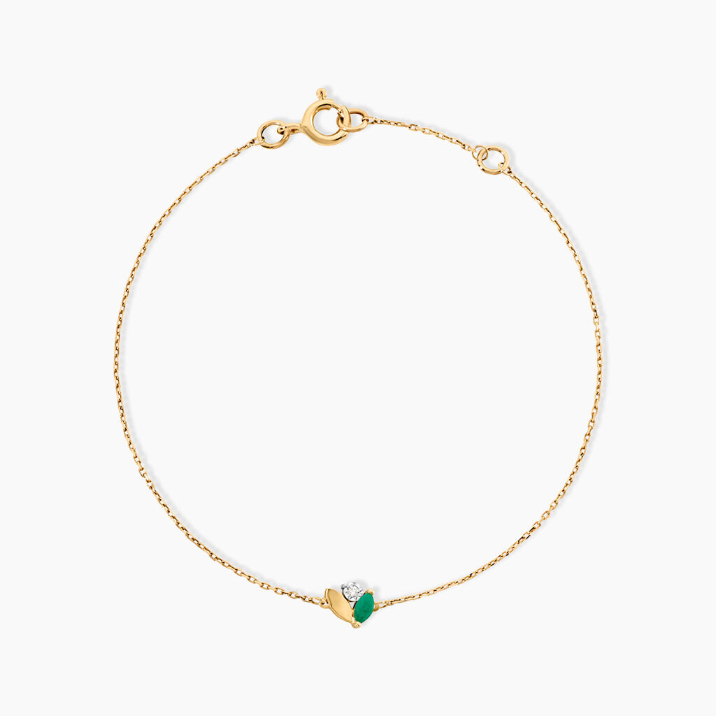 Bracelet Precieux Petales Or Jaune Emeraude Diamant - F&ecirc;te des m&egrave;res Femme | Histoire d&rsquo;Or