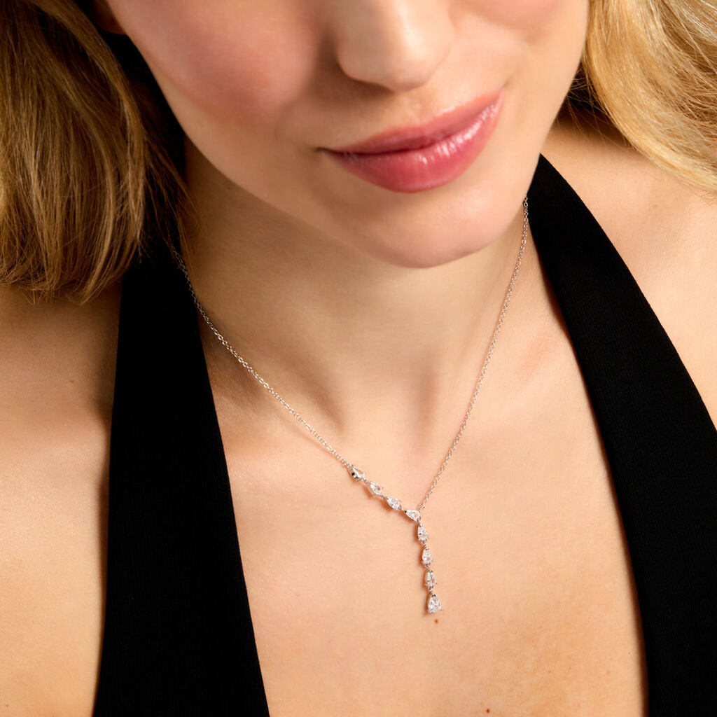 Collier Tapis Rouge Argent Blanc Oxyde De Zirconium - Colliers Femme | Histoire d&rsquo;Or
