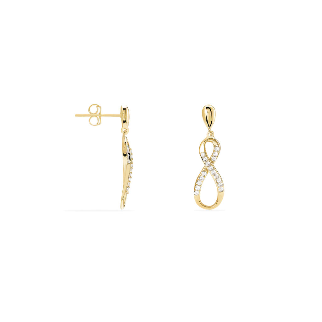 Boucles D'oreilles Pendantes Dunya Plaqué Or Jaune Oxyde De Zirconium - Boucles d'oreilles fantaisie Femme | Histoire d’Or