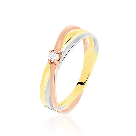 Bague Solitaire Gisla Or Tricolore Diamant - Bagues solitaires Femme | Histoire d’Or