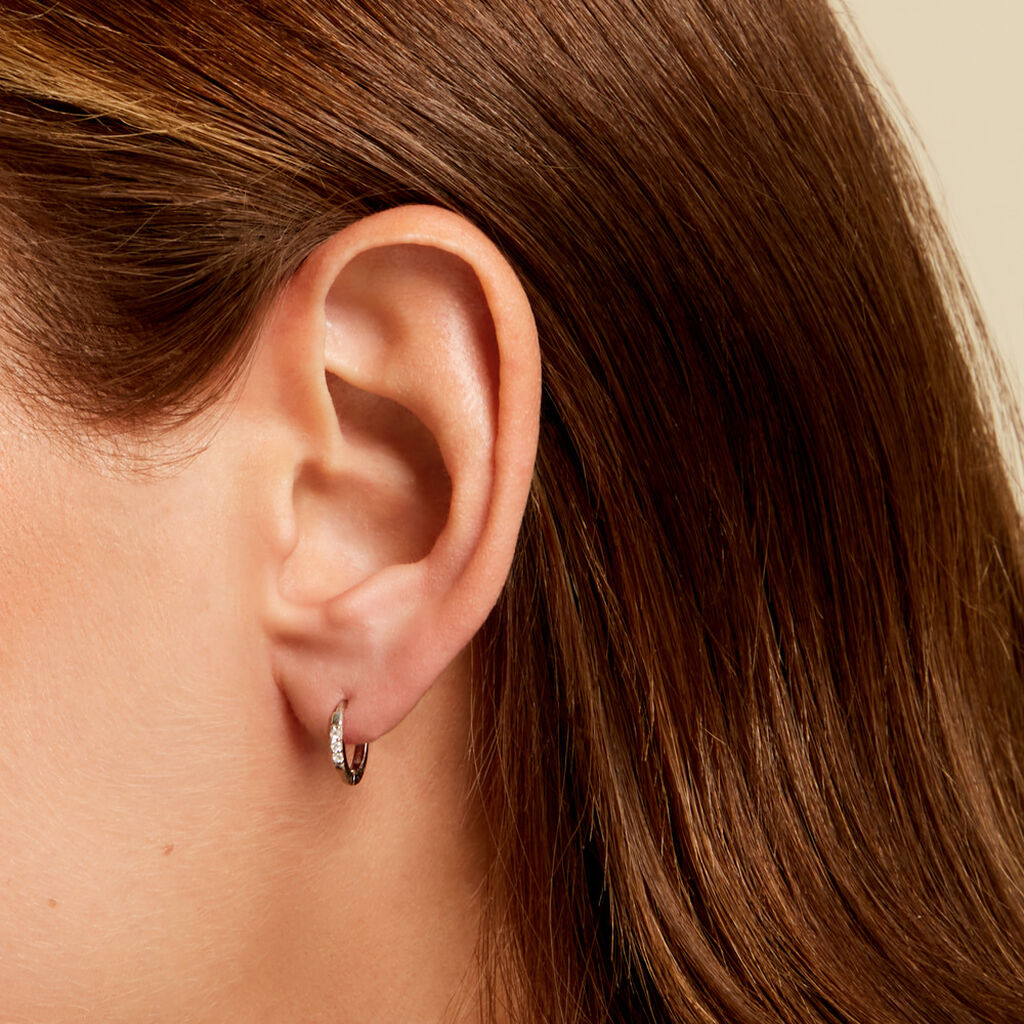 Cr&eacute;oles Lauralie Argent Blanc Oxyde De Zirconium - Boucles d'oreilles cr&eacute;oles Femme | Histoire d&rsquo;Or