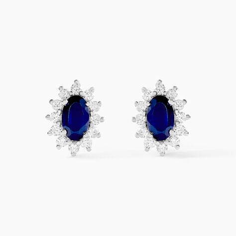 Boucles D'oreilles Puces Vladimir Or Blanc Saphir Diamant - Clous d'oreilles Femme | Histoire d’Or