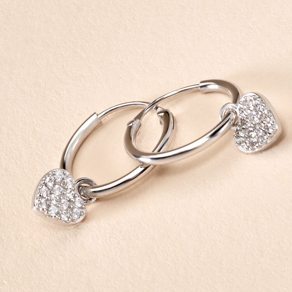 Lot 4 Paires Boucles D'oreilles Créoles Acier Inoxydable - Zircone, Or/argent - 5