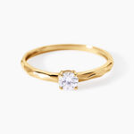 Bague Maylis Argent Dor&eacute; A L'Or 750/1000 Oxyde De Zirconium - Bagues solitaires Femme | Histoire d&rsquo;Or