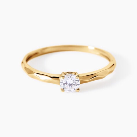Bague Maylis Argent Dor&eacute; A L'Or 750/1000 Oxyde De Zirconium - Bagues solitaires Femme | Histoire d&rsquo;Or