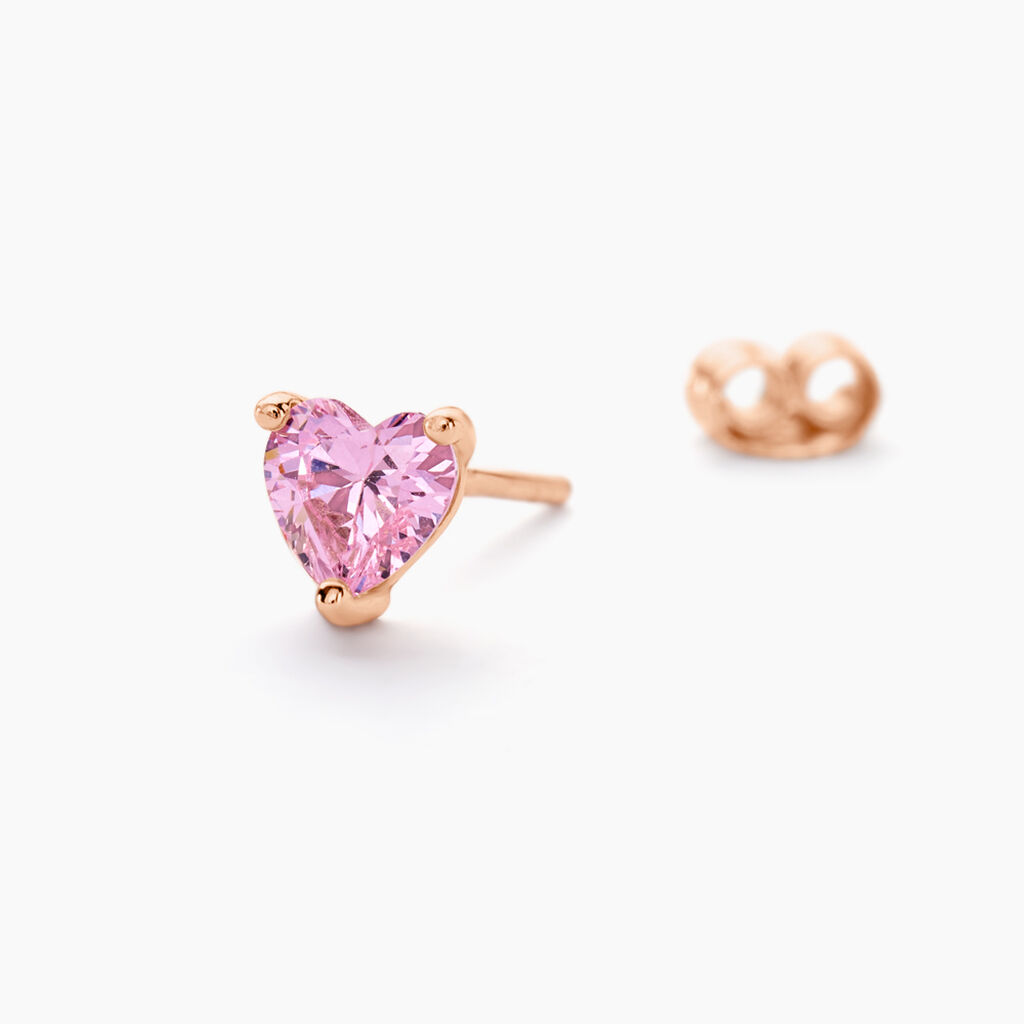 Boucles D'oreilles Puces Kelvyn Argent Rose Oxyde De Zirconium - Boucles d'oreilles fantaisie Femme | Histoire d’Or