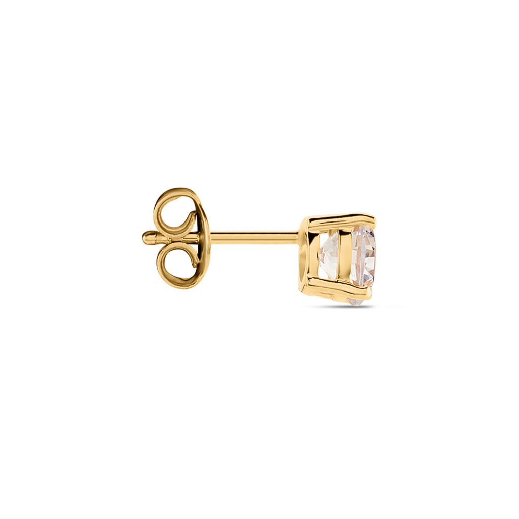 Boucle D'oreille Puce Unitaire Adam Plaqué Or Jaune Oxyde De Zirconium - Boucles d'oreilles fantaisie Homme | Histoire d’Or
