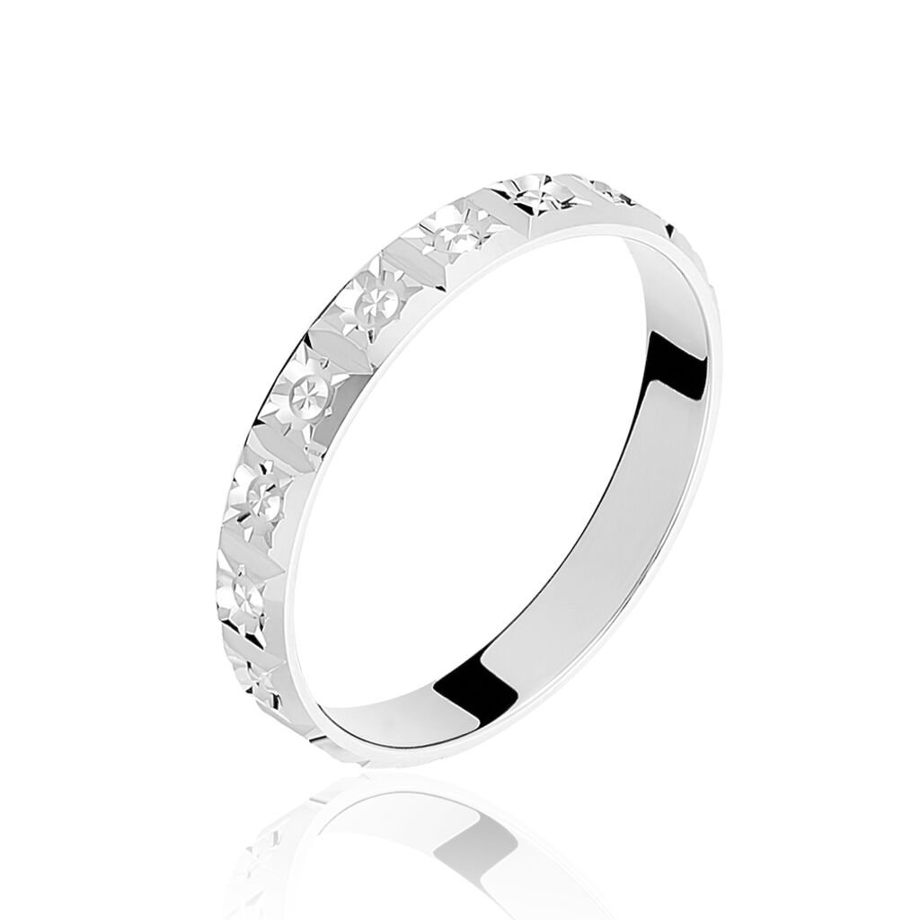 Alliance Marya Carree Diamantee Ruban Plat Or Blanc - Alliances Unisex | Histoire d&rsquo;Or