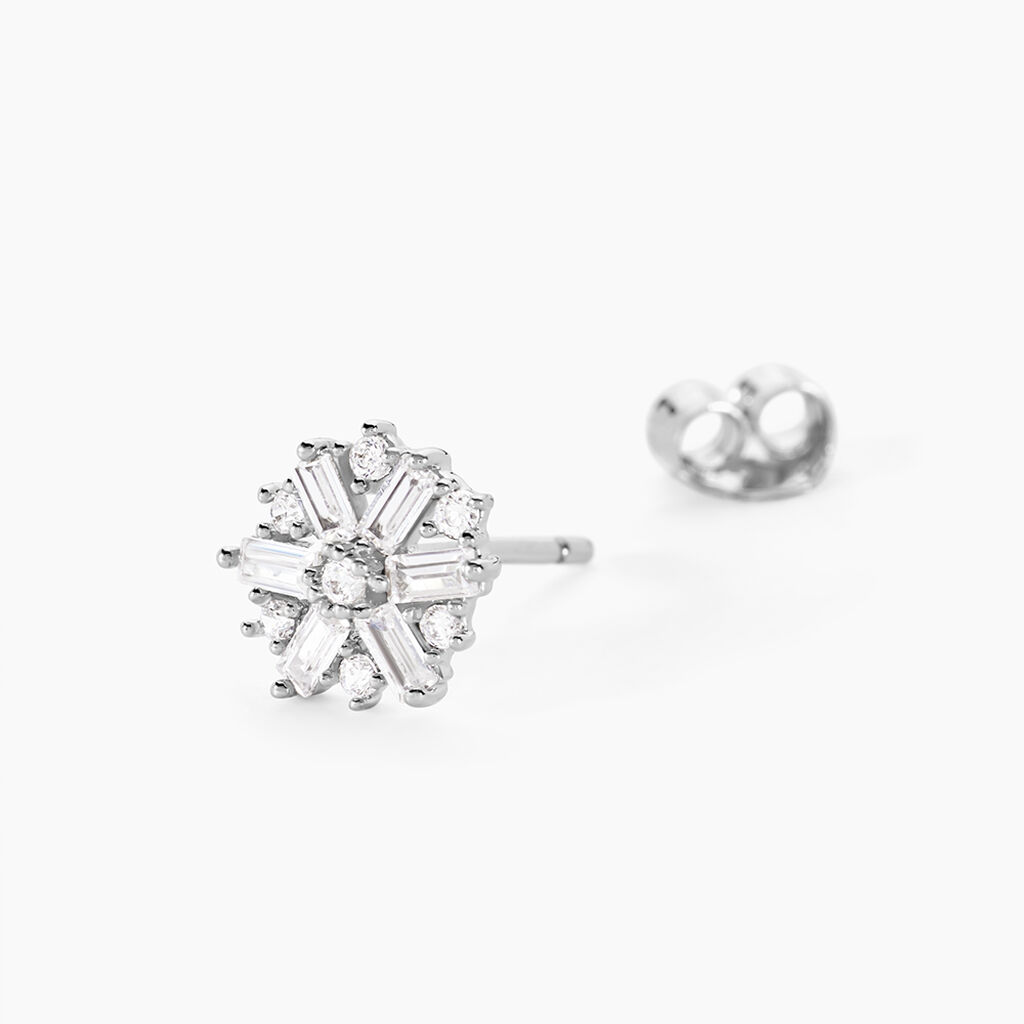 Boucles D'oreilles Puces Ysatis Argent Blanc Oxyde De Zirconium - Nouveautés Femme | Histoire d’Or