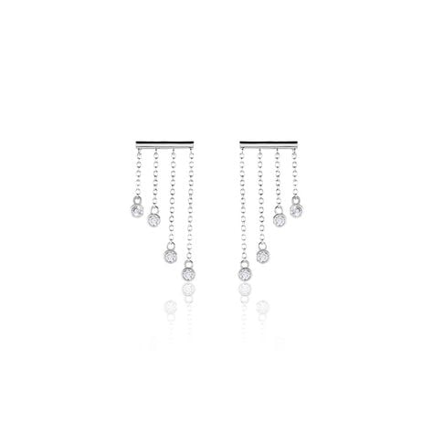 Boucles D'oreilles Pendantes Argent Blanc Edvard Oxydes De Zirconium - Boucles d'oreilles fantaisie Femme | Histoire d’Or