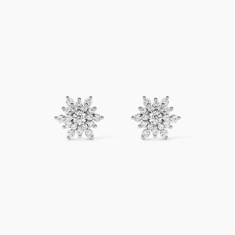 Boucles D'oreilles Puces Cyriac Argent Blanc Oxyde De Zirconium - Boucles d'oreilles fantaisie Femme | Histoire d&rsquo;Or