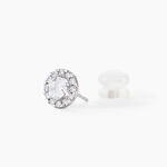 Boucles D'oreilles Puces Rosalie Or Blanc Oxyde De Zirconium - Clous d'oreilles Femme | Histoire d&rsquo;Or