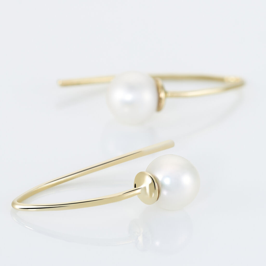 Créoles Alone Rondes Or Jaune Perle De Culture - Boucles d'oreilles créoles Femme | Histoire d’Or