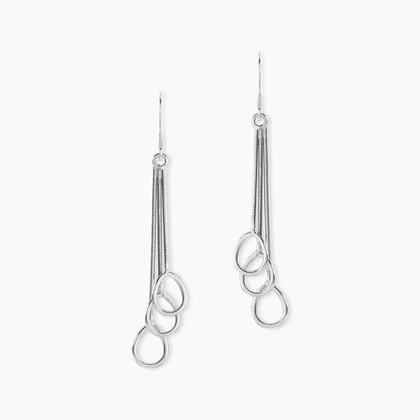 Boucles D'oreilles Pendantes Flat Argent Blanc - Boucles d'oreilles fantaisie Femme | Histoire d’Or