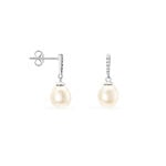 Boucles D'oreilles Pendantes Coria Argent  Perle De Culture Et Oxyde - Boucles d'oreilles fantaisie Femme | Histoire d&rsquo;Or