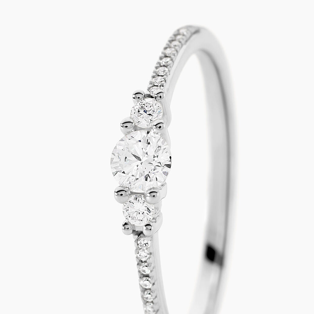 Bague Or Blanc Sabine Diamants - Bagues solitaires Femme | Histoire d&rsquo;Or
