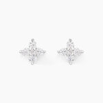 Boucles D'oreilles Puces Winter Flower Or Blanc Oxyde De Zirconium - Clous d'oreilles Femme | Histoire d&rsquo;Or