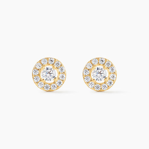 Boucles D'oreilles Puces Tahera Or Jaune Oxyde De Zirconium - Clous d'oreilles Femme | Histoire d&rsquo;Or