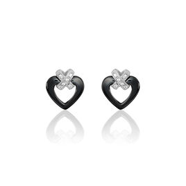 Boucles D'oreilles Puces Nolwen Argent  Céramique Oxyde De Zirconium - Boucles d'Oreilles Coeur Femme | Histoire d’Or