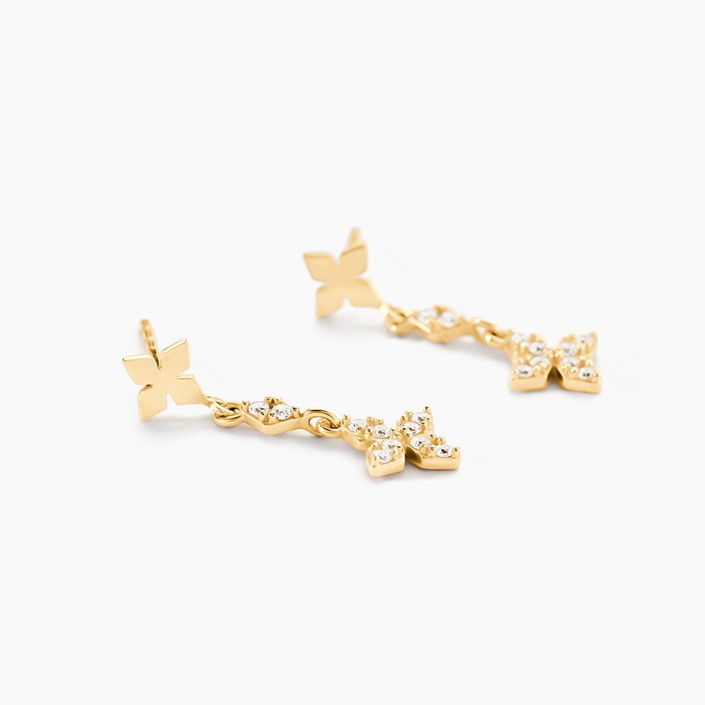 Boucles D'Oreilles Pendantes Aroldo Or Jaune Oxyde De Zirconium - Boucles d'oreilles pendantes Femme | Histoire d&rsquo;Or
