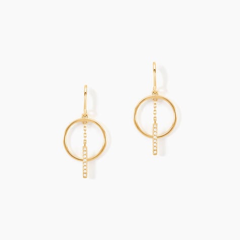 Boucles D'oreilles Pendantes Or Jaune Guda Oxyde De Zirconium - Boucles d'oreilles pendantes Femme | Histoire d&rsquo;Or