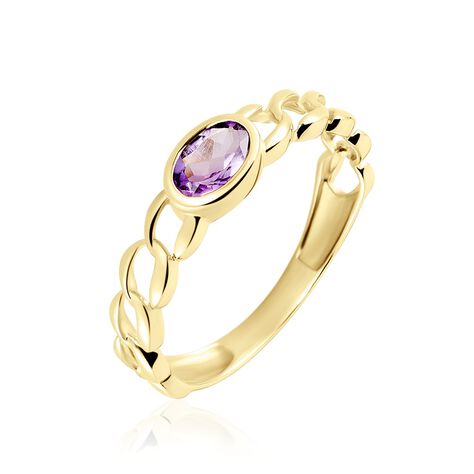 Bague Chain Or Jaune Améthyste - Bagues solitaires Femme | Histoire d’Or