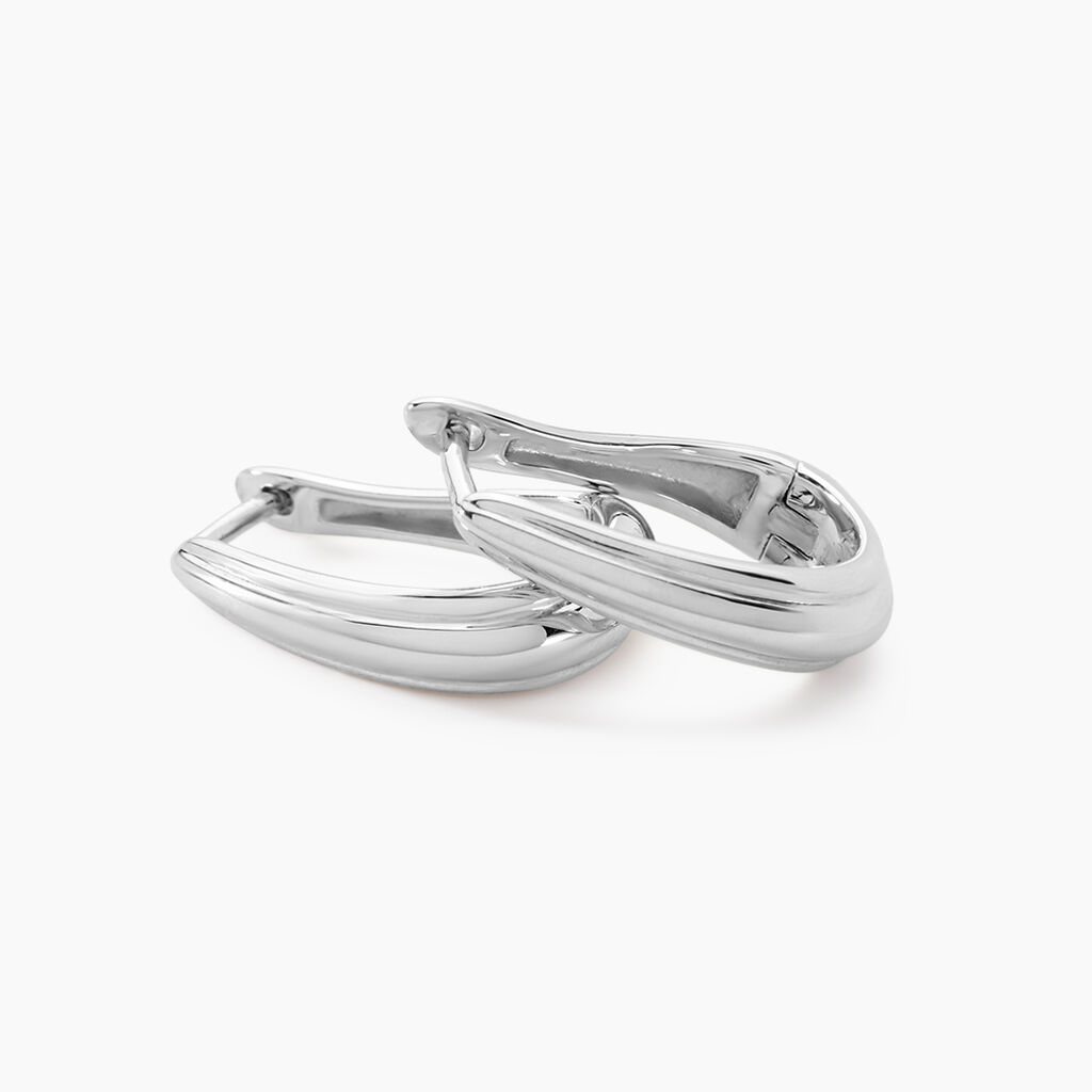Créoles Egerie Argent Blanc - Boucles d'oreilles créoles Femme | Histoire d’Or