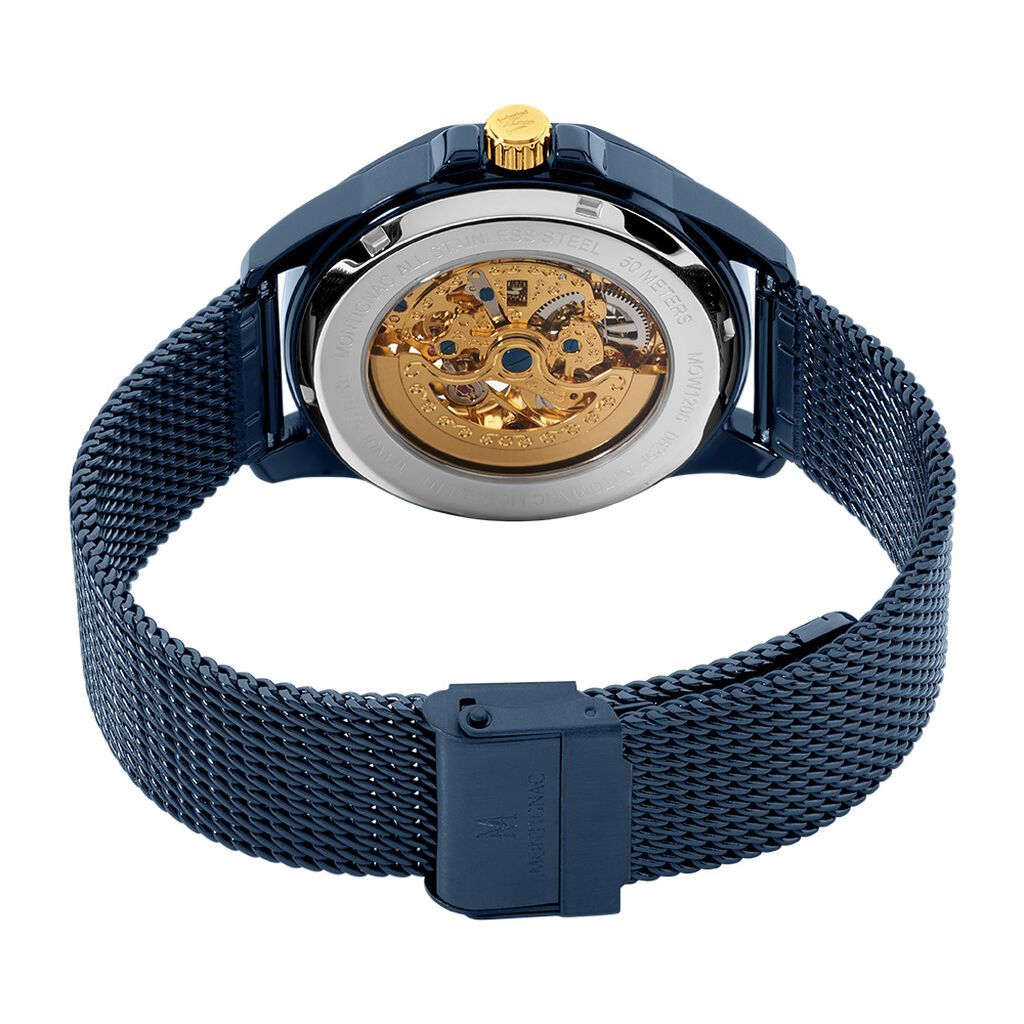 Montre Montignac Round Auto Bleu - Id&eacute;es cadeaux Homme | Histoire d&rsquo;Or