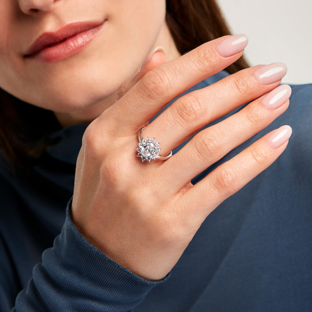 Bague Perez Argent Blanc Oxyde De Zirconium - Bagues solitaires Femme | Histoire d&rsquo;Or