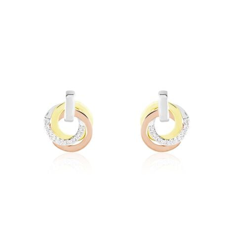 Boucles D'oreilles Puces Or Tricolore Vanadissa Diamants - Clous d'oreilles Femme | Histoire d&rsquo;Or