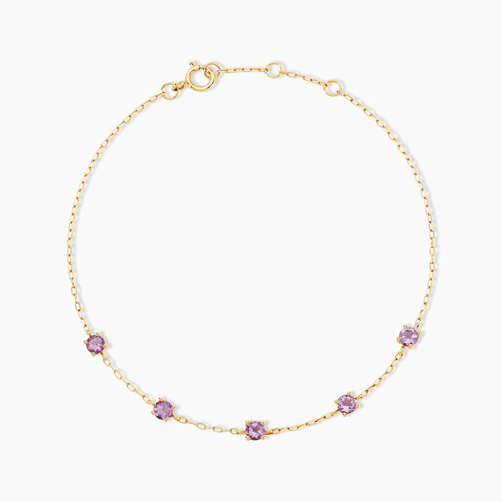 Bracelet Veasna Or Jaune Am&eacute;thyste - Bracelets Femme | Histoire d&rsquo;Or