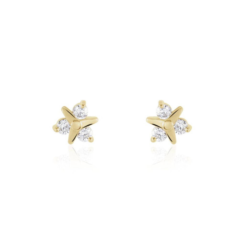 Boucles D'oreilles Puces PlaquÃ© Or Jacinth Oxyde De Zirconium