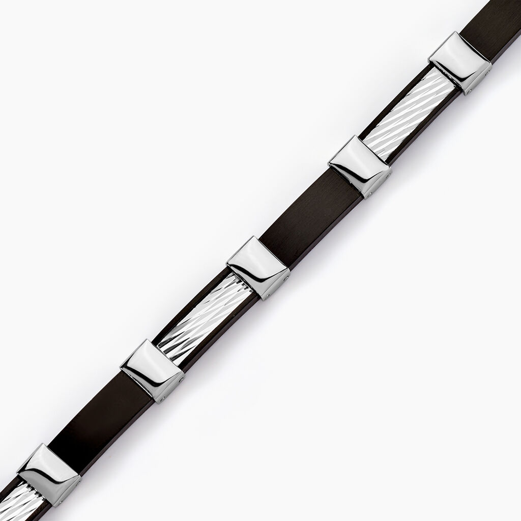 Bracelet Jack Acier Blanc Noir - Bracelets Homme | Histoire d’Or