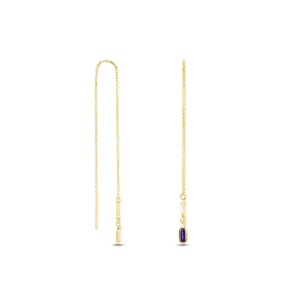 Boucles D'oreilles Pendantes Iris Or Jaune Am&eacute;thyste Topaze - Boucles d'oreilles pendantes Femme | Histoire d&rsquo;Or