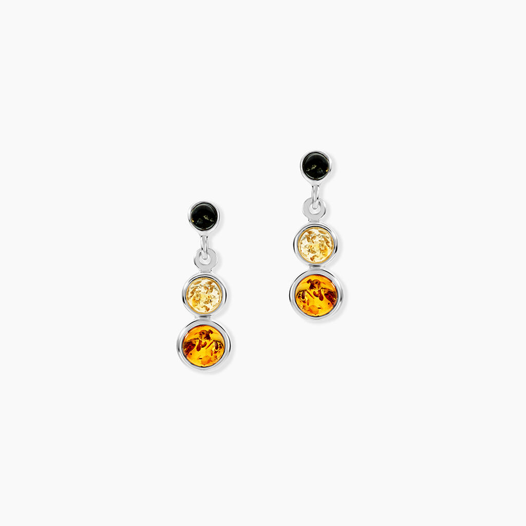 Boucles D'oreilles Argent Blanc Rosalie Ambres - Boucles d'oreilles fantaisie Femme | Histoire d&rsquo;Or