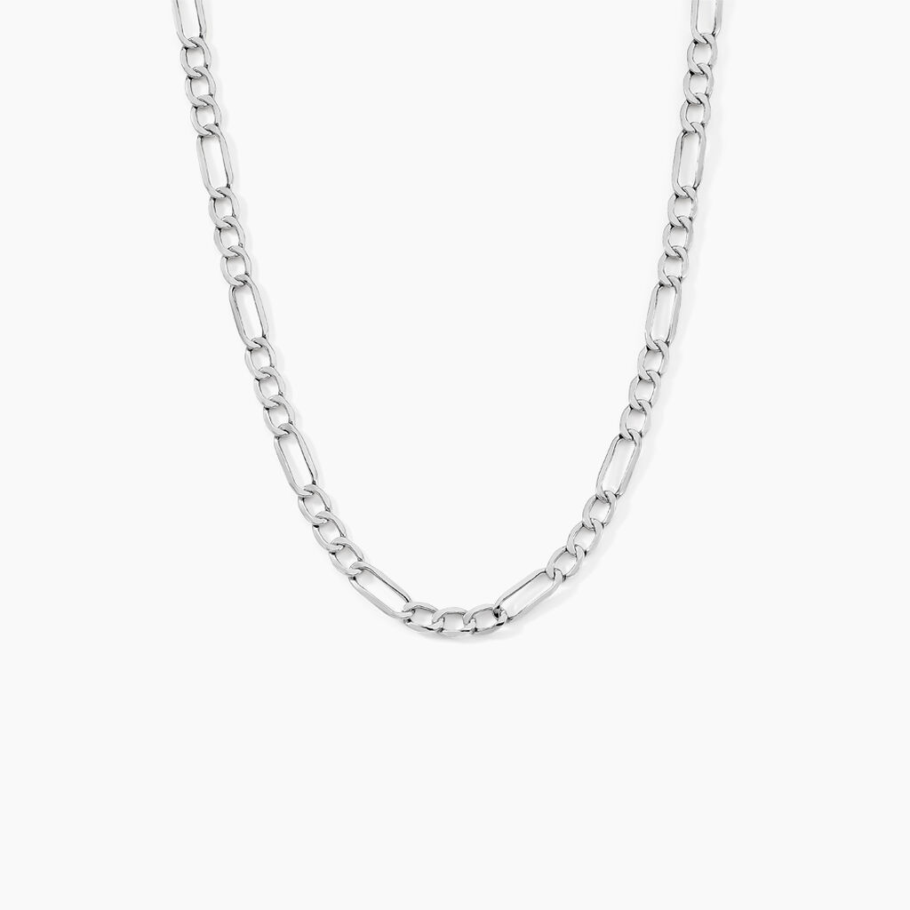 Collier Or Blanc Maille Altern&eacute;e 1/3 - Chaines Homme | Histoire d&rsquo;Or